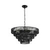 24 Inch Rustic Black Hemp Rope Pendant Chandelier 8 Light 5 Tier