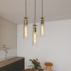 Gold Pendant Lights 3 Pack With Clear Striped Glass Shades