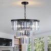 20 Inch Luxury 7 Light Black Frame 3 Tier Crystal Chandelier