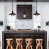 Farmhouse Vintage Black Pendant Light With Adjustable Metal Frame
