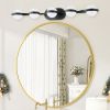 (NEW SKU:W1340P206793) 35" Modern Minimalist Bathroom Vanity Light, LED 5 Bulb Crystal Sand Acrylic Shades, Wall Mounted Decorative Lighting Fixture
