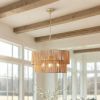 23.62 Inch Handwoven Rattan 2 Tier Chandelier With Layered Design