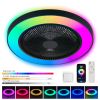 19-inch Black Ceiling Fan Light with LED RGB – Dimmable & Color-Changing, APP & Remote Control, Modern Smart Ceiling Fan for Living Room, Bedroom