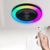 19-inch Black Ceiling Fan Light with LED RGB – Dimmable & Color-Changing, APP & Remote Control, Modern Smart Ceiling Fan for Living Room, Bedroom