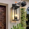 2-Pack 22.0" Outdoor Wall Lantern with Dusk to Dawn Sensor, Matte Black Finish, Clear Glass Panels, Weatherproof Exterior Light for Porch, Patio