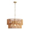 23.62 Inch Handwoven Rattan 2 Tier Chandelier With Layered Design