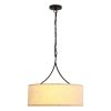 Modern 3-Light Fabric Pendant Light, Black Adjustable Drum Chandelier
