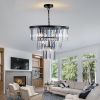 20 Inch Luxury 7 Light Black Frame 3 Tier Crystal Chandelier
