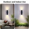 mirrea Modern Outdoor Porch Light Patio Light in 2 Lights with Aluminum Rectangular Tube and Tempered Glass Cover Waterproof Wall Sconce 2 Pack (Matte