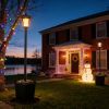 63" Waterproof LED Solar Light Posts with Planter Solar Lamp Post Lights 2 Pack