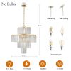20" Luxurious 4-Tier Crystal Chandelier, 12-Light Gold Frame