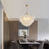 23.6-Inch Gold Pendant Light Chandelier with Threaded Clear Glass Globe Shade – Adjustable Height, Ideal for Living Room, Dining Room