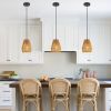7" Set of 3 Rustic Hemp Rope Pendant Lights, Handcrafted Hanging Light Fixture, Adjustable Height