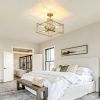 4 Light Gold Industrial Flush Mount Chandelier With Farmhouse Design