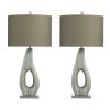 Set of 2 Green Ceramic and Metal Table Lamp with Shade