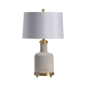 27"H Cement and Metal Table Lamp with White Shade