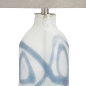 25.25"H Glass Table Lamp with Crystal Base and Linen Shade
