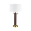 32.5" Faux Leather and Metal Table Lamp with Shade