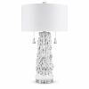 Set of 2 31" White Coraline Textured Table Lamp with Linen Drum Shade