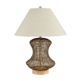Set of 2 25.5" Rattan Table Lamp with Linen Shade