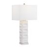 Set of 2 31.75"H White Textured Metal Table Lamp with White Linen Shade