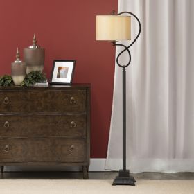 61"H Echo Floor Lamp White Faux Silk Shade