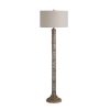64" Rattan Floor Lamp with  Linen Shade