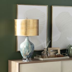 27.5"H Glass Table Lamp With Shade