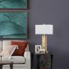 Set of 2 32"H Metal & Glass Table Lamp With Shade