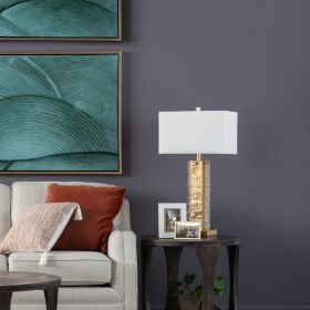 Set of 2 32"H Metal & Glass Table Lamp With Shade