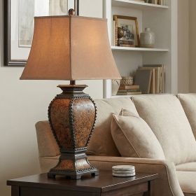 Set of 2 Tooled Leather Table Lamp