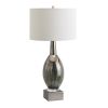 29"H Glass Table Lamp with Linen Shade