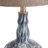25.75" Glass and Metal Table Lamp with Linen Shade