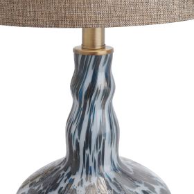 25.75" Glass and Metal Table Lamp with Linen Shade