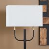 59.25" Black and Gold Metal Floor Lamp with Linen Shade