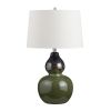 28.75" Polished Green Ceramic Table Lamp with Oat Linen Shade