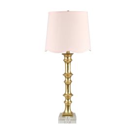 Set of 2 31.75" Gold Resin Table Lamp with Pink Linen Shade