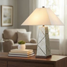 Set of 2 28.5"H Glass Table Lamp with Linen Shade