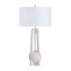 33.25"H White Textured Table Lamp with Linen Shade