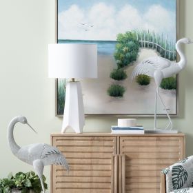 29.25"H White Ceramic Table Lamp with White Linen Shade