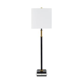 38.5" Black and Gold Metal Table Lamp with Linen Shade