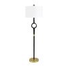 64.5"H Black And Gold Resin & Metal Floor Lamp With White Shade