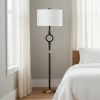 64.5"H Black And Gold Resin & Metal Floor Lamp With White Shade