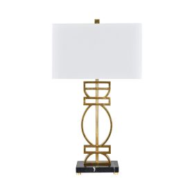 29" Metal Table Lamp with Marble Base and Linen Shade