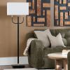 59.25" Black and Gold Metal Floor Lamp with Linen Shade