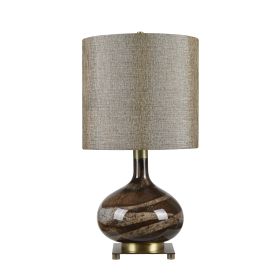 24.5" Glass and Metal Table Lamp with Linen Shade