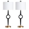 Set of 2   Creed Table Lamp with White Linen Shade
