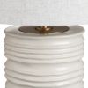31"H Beige Ceramic Table Lamp with Natural Linen Drum Shade