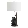 31"H Resin Bear Table Lamp with Linen Shade
