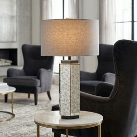 30.5"H Glass Table Lamp with Linen Shade